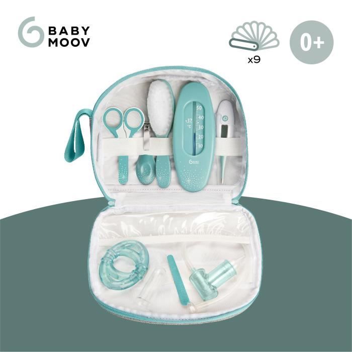 Babymoov Trousse de soin pour bébé 9 Accessoires avec Thermometre Digital Bleue