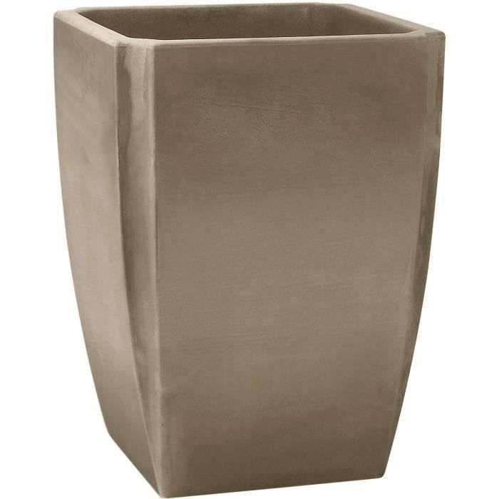 Bac a Arbustes Vase Haut PALMEA 65 L - Double Paroi - Réserve d'Eau Intégrée - 47 x 47 x 65 cm - Taupe - EDA - Paloma Tech