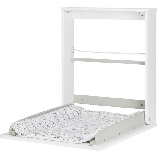 Badabulle Table a langer murale Plouf, avec matelas a langer inclus - Pliable et compacte - Paloma Tech