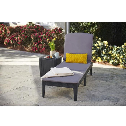 Bain de soleil - Keter - Chaise longue avec coussin Jaipur Graphite - Pliable - Résistant aux intempéries - Paloma Tech