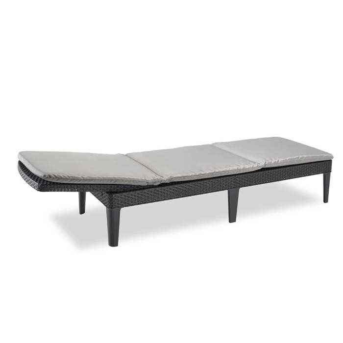 Bain de soleil - Keter - Chaise longue avec coussin Jaipur Graphite - Pliable - Résistant aux intempéries - Paloma Tech