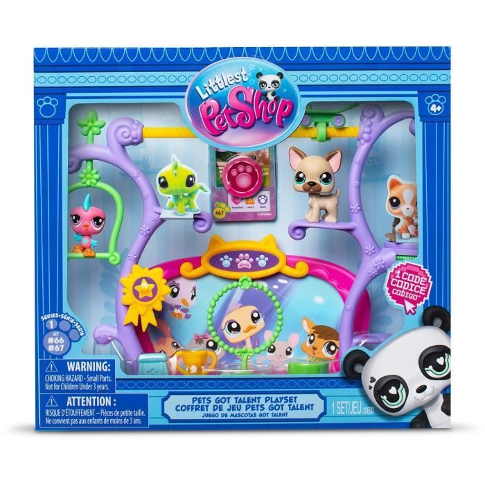 BANDAI - Littlest Pet Shop - Coffret Pets Got Talent - Ensemble de jeu avec 2 animaux décor et accessoires - BF00558