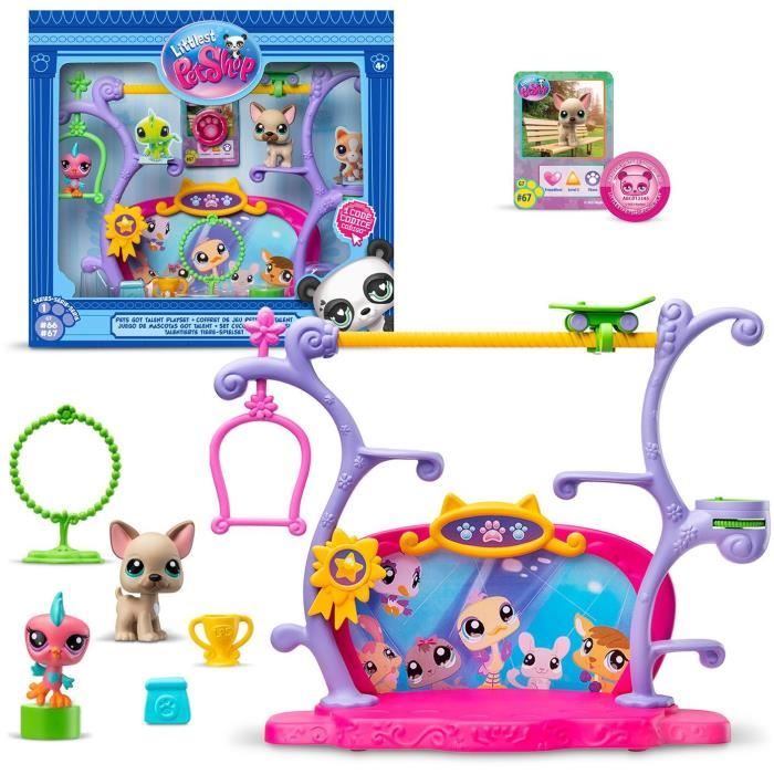 BANDAI - Littlest Pet Shop - Coffret Pets Got Talent - Ensemble de jeu avec 2 animaux décor et accessoires - BF00558