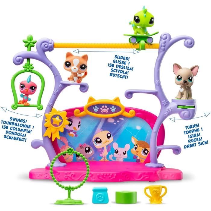 BANDAI - Littlest Pet Shop - Coffret Pets Got Talent - Ensemble de jeu avec 2 animaux décor et accessoires - BF00558