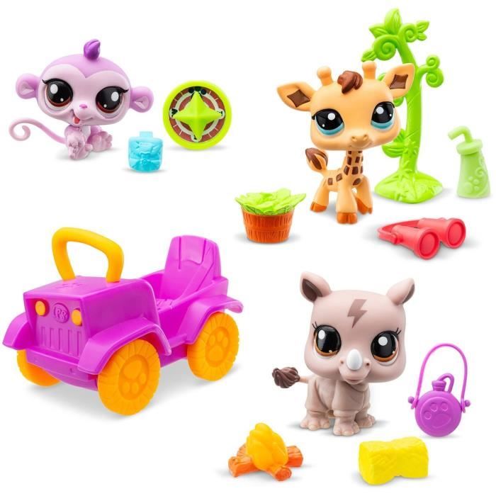 BANDAI - Littlest Pet Shop - Pack Safari - 3 animaux et accessoires - BF00524