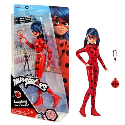 BANDAI - Miraculous Ladybug - Poupée mannequin 26 cm - Ladybug avec son téléphone - Nouveau costume effet vinyle