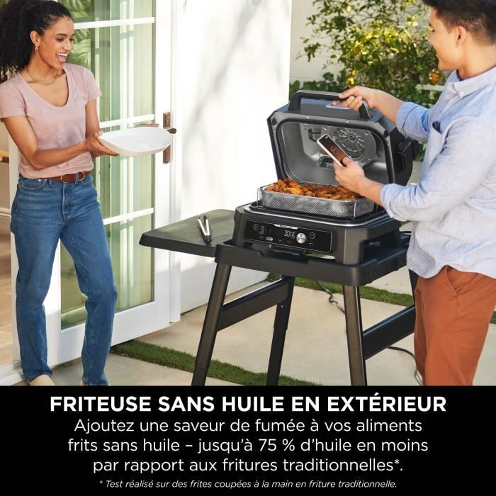 Barbecue électrique avec fumoir et thermosonde - NINJA - Woodfire Pro Connect XL - OG901EU - Granulés Woodfire