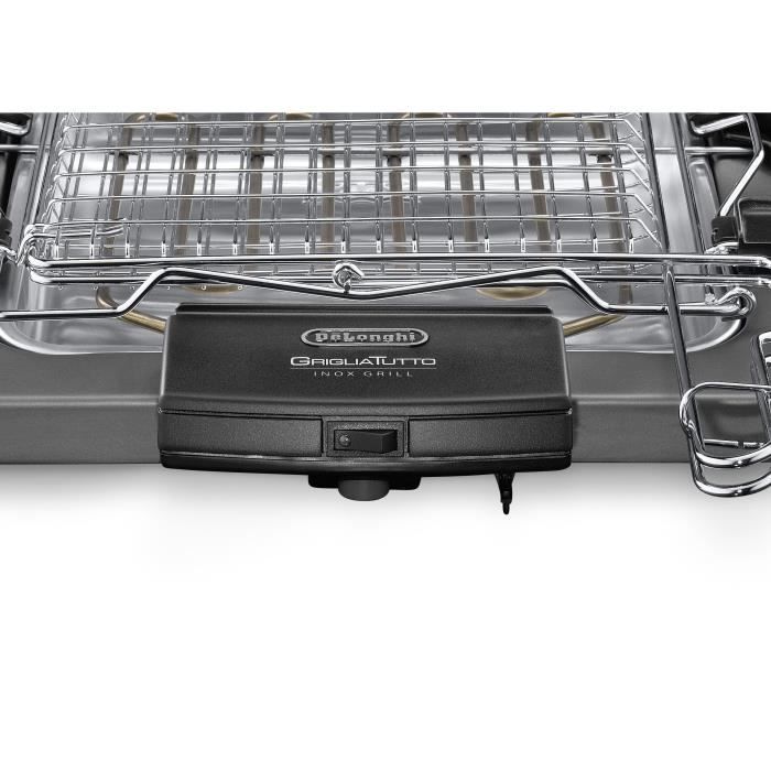 Barbecue électrique DELONGHI BQ60.X - Double grille - 1 900 W - Plateau aluminium amovible