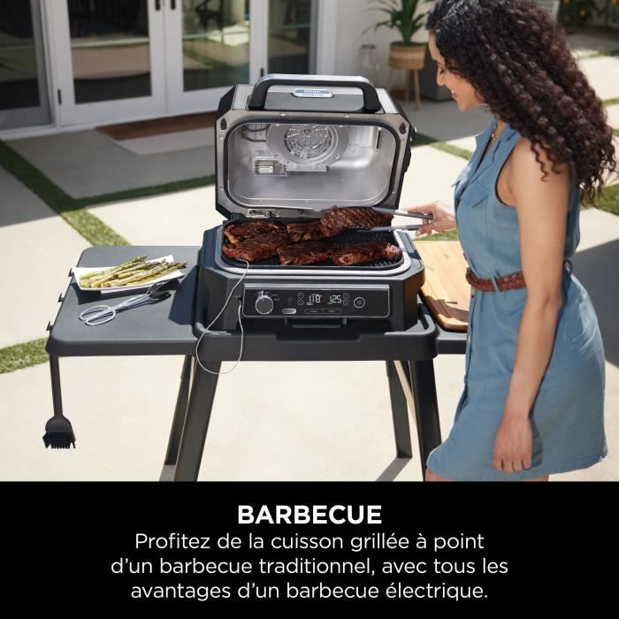 Barbecue électrique et fumoir avec thermometre - NINJA - Woodfire Pro XL - OG850EU - Barbecue et Air fryer d’extérieur