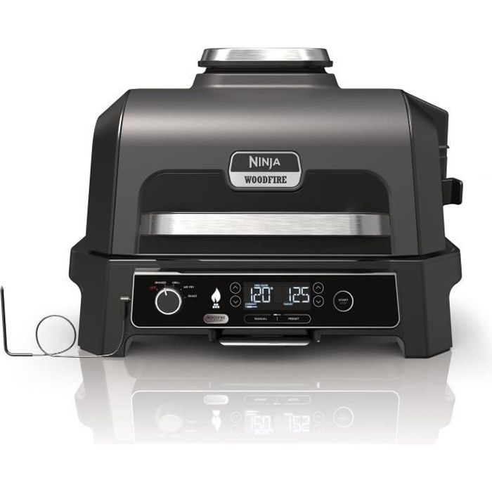 Barbecue électrique et fumoir avec thermometre - NINJA - Woodfire Pro XL - OG850EU - Barbecue et Air fryer d’extérieur