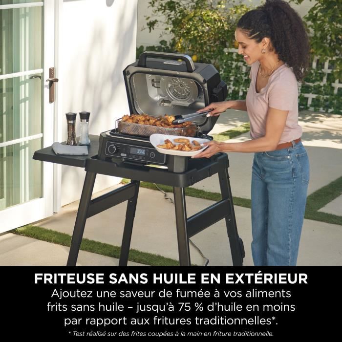 Barbecue électrique et fumoir avec thermometre - NINJA - Woodfire Pro XL - OG850EU - Barbecue et Air fryer d’extérieur