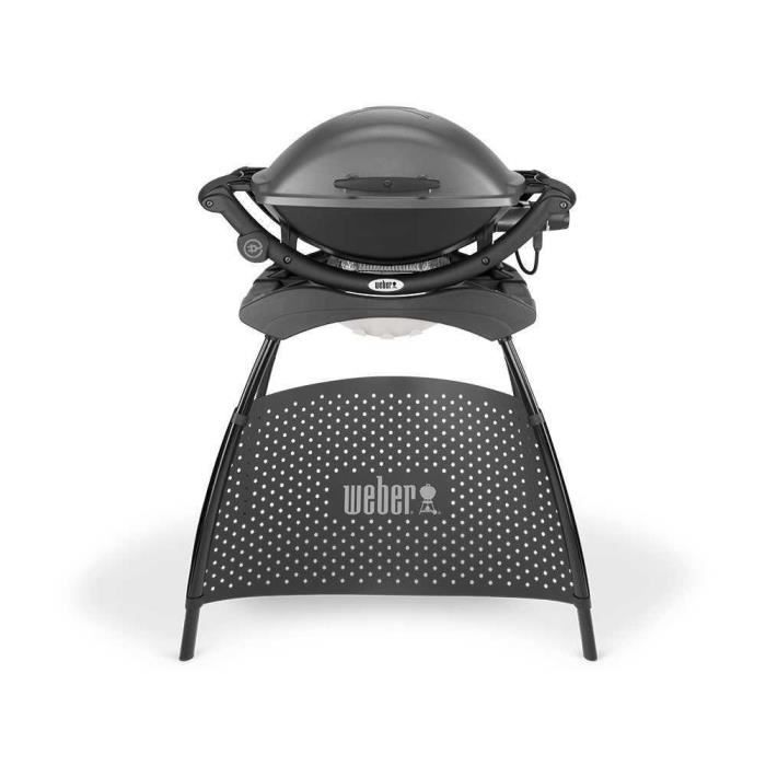 Barbecue électrique WEBER Q2400 avec stand - Grille acier 55x39 cm - Couvercle avec réflecteur de chaleur - Gris - Paloma Tech