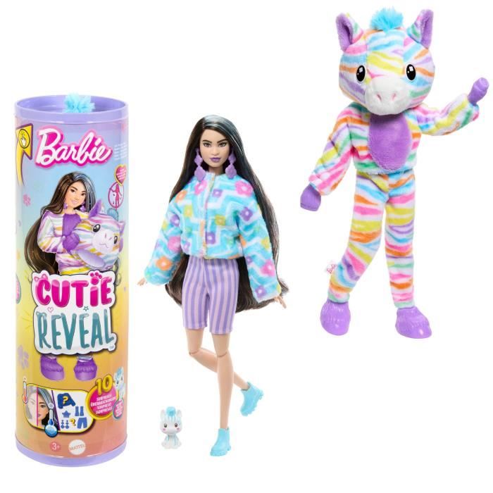 Barbie-Barbie Cutie Reveal-Poupée zebre Reve Coloré avec 10 surprises HRK39