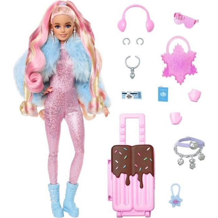 Barbie-Barbie Extra Cool-Poupée voyage en tenue d’hiver HPB16