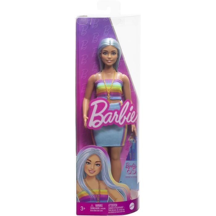 Barbie-Barbie Fashionistas-Poupée cheveux bleus 65eme anniversaire HRH16