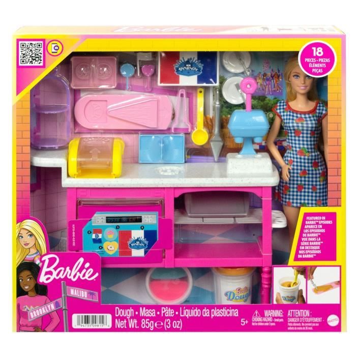 Barbie-Barbie Pâtisserie-Coffret poupée « Malibu » et 18 accessoires HJY19