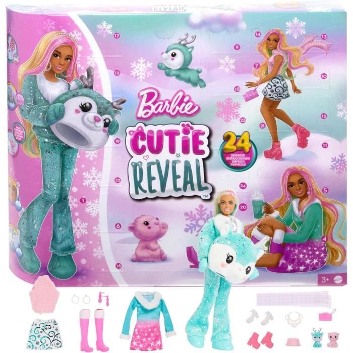 Barbie-Calendrier de l’Avent Cutie Reveal-1 poupée et 24 surprises HJX76