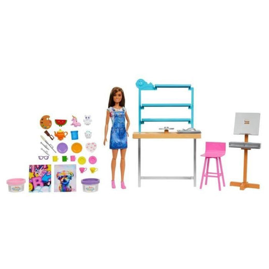 Barbie - Coffret atelier artistique - Poupée mannequin - Des 3 ans HCM85