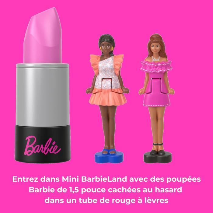 BARBIE Coffret Mini BarbieLand 6 rouge a levres avec mini poupées - JBD26