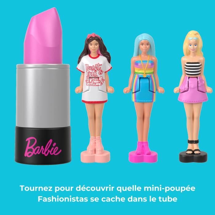 BARBIE Coffret Mini BarbieLand 6 rouge a levres avec mini poupées - JBD26