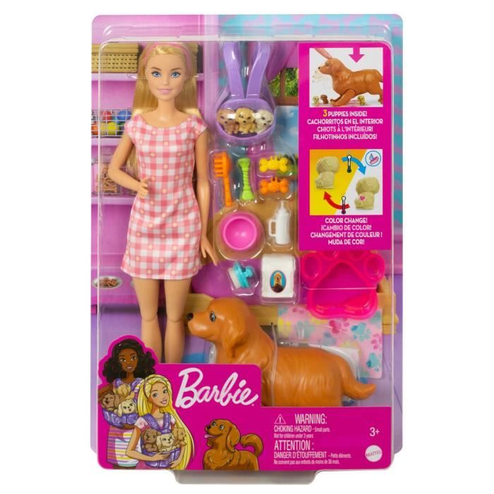 Barbie - Coffret naissance des chiots - Poupée mannequin - Des 3 ans HCK75