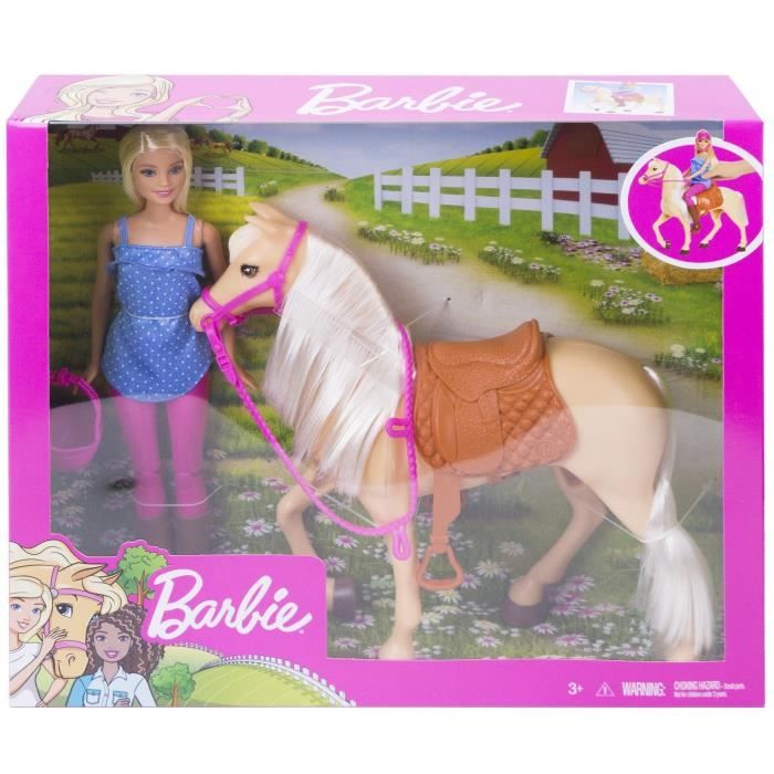 Barbie - Barbie et son cheval - Coffret Poupée Mannequin - 3 ans et + FXH13