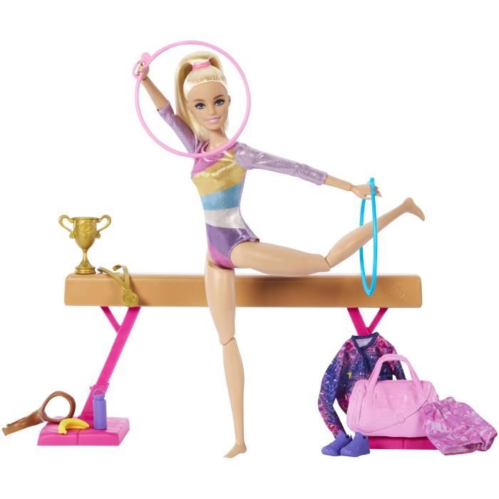 Barbie-Gymnastique-Coffret avec poupée et plus de 10 accessoires HRG52