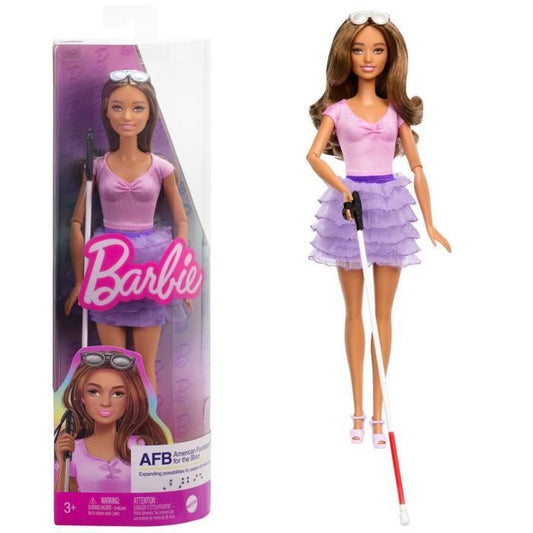 BARBIE Poupée fashionista non voyante jupe violette HRH17