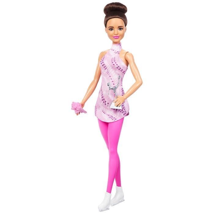 Barbie-Poupée Patineuse Artistique avec tenue amovible et trophée HRG37