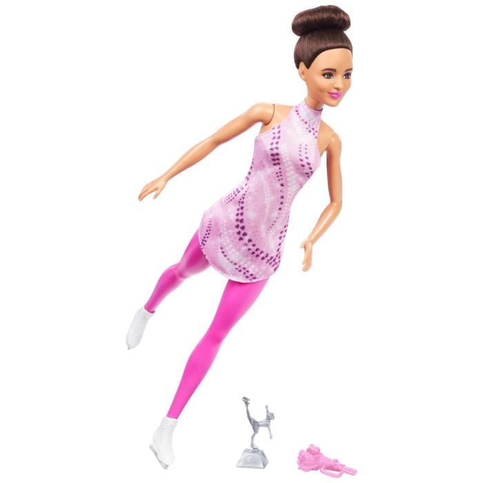 Barbie-Poupée Patineuse Artistique avec tenue amovible et trophée HRG37