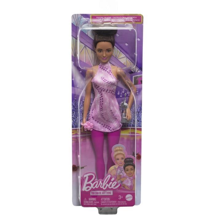 Barbie-Poupée Patineuse Artistique avec tenue amovible et trophée HRG37