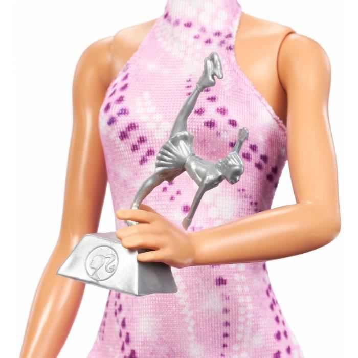 Barbie-Poupée Patineuse Artistique avec tenue amovible et trophée HRG37