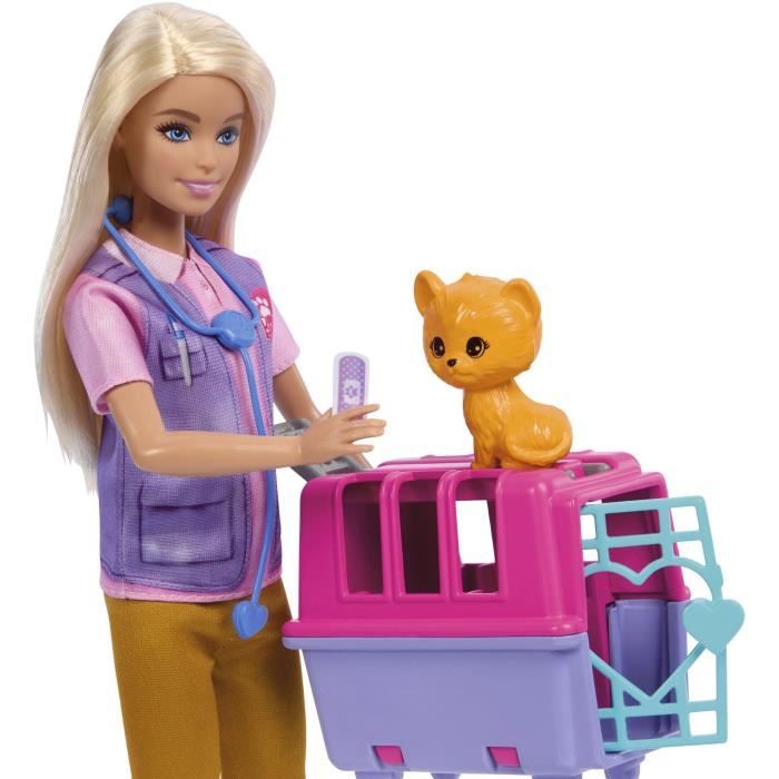 Barbie-Sauvetage d’Animaux-Coffret poupée blonde et accessoires HRG50