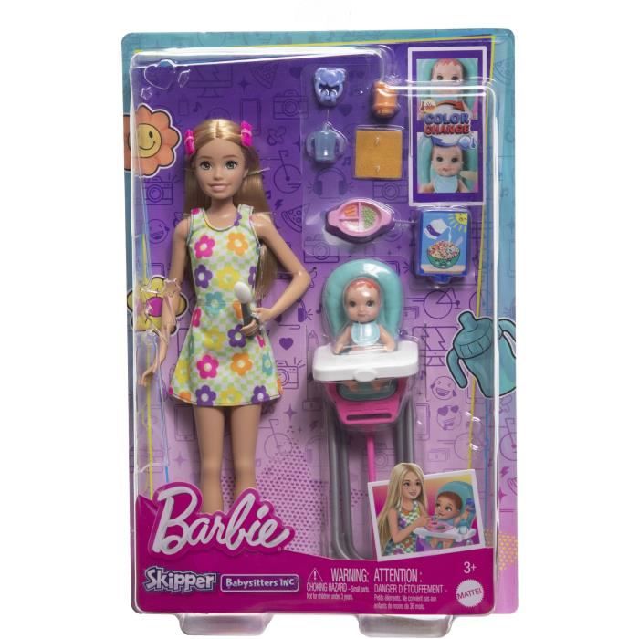 Barbie Skipper Coffret Babysitters Inc 1 poupée 1 bébé accessoires HTK35