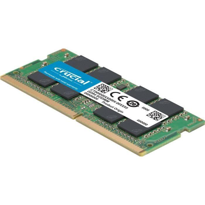 Barrette mémoire SODIMM DDR4 Crucial PC4-21300 (2667 Mhz) 4Go (Vert) - Paloma Tech