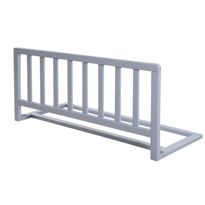 Barriere de Lit en Bois 90 cm ROBA - Protection Anti-Chute pour Bébés et Enfants - Gris