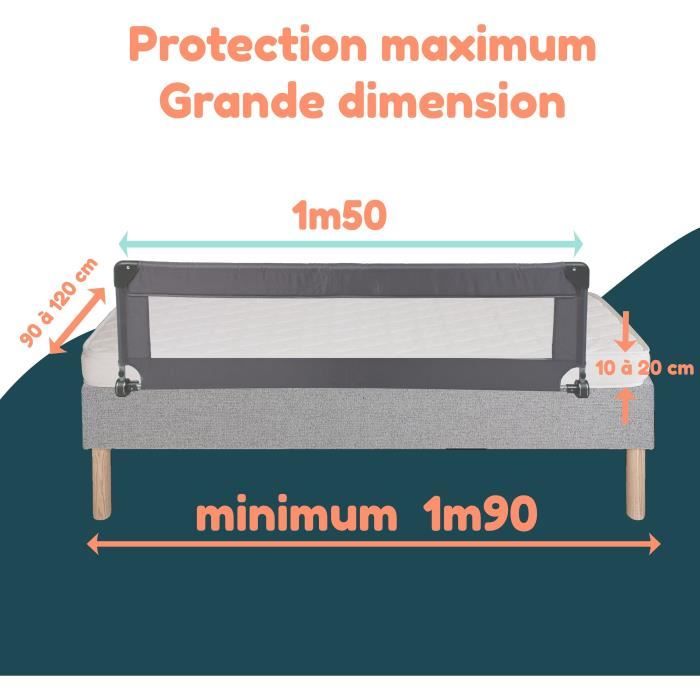 Barriere de lit - LOOPING - BL5003G - Rabattable - Gris