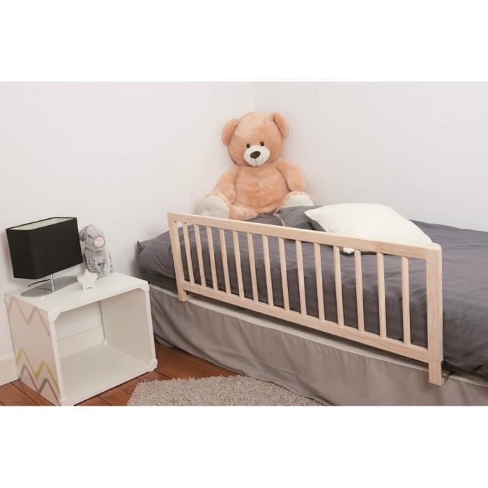 Barriere de Lit Nidalys Bois Naturel 120 CM Norme BS - Sécurité pour Bébé