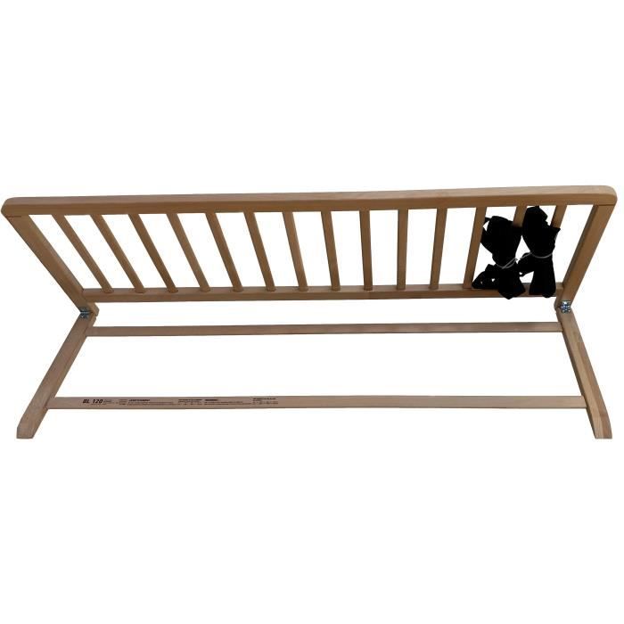 Barriere de Lit Nidalys Bois Naturel 120 CM Norme BS - Sécurité pour Bébé