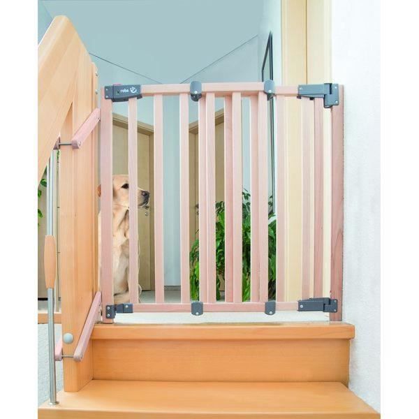 Barriere de Sécurité Bébé pour Escalier Safety Up - ROBA - Largeur de 93.5 a 120.5 cm - Bois Naturel