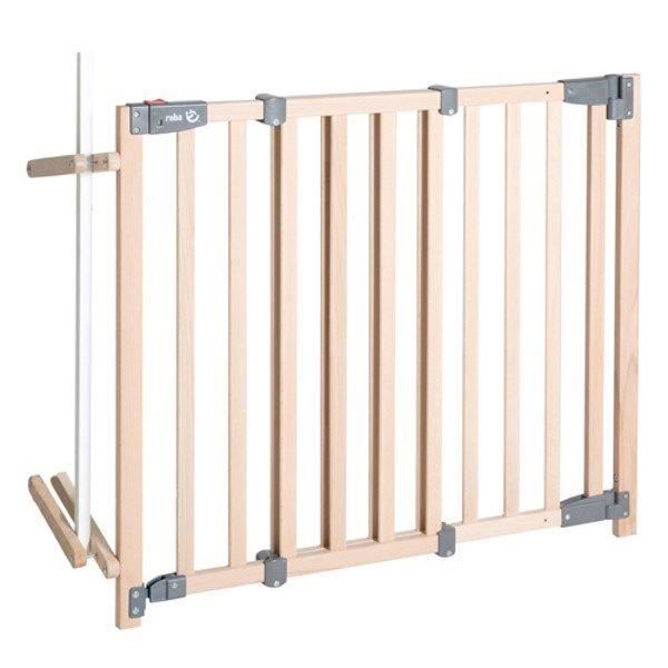 Barriere de Sécurité Bébé pour Escalier Safety Up - ROBA - Largeur de 93.5 a 120.5 cm - Bois Naturel