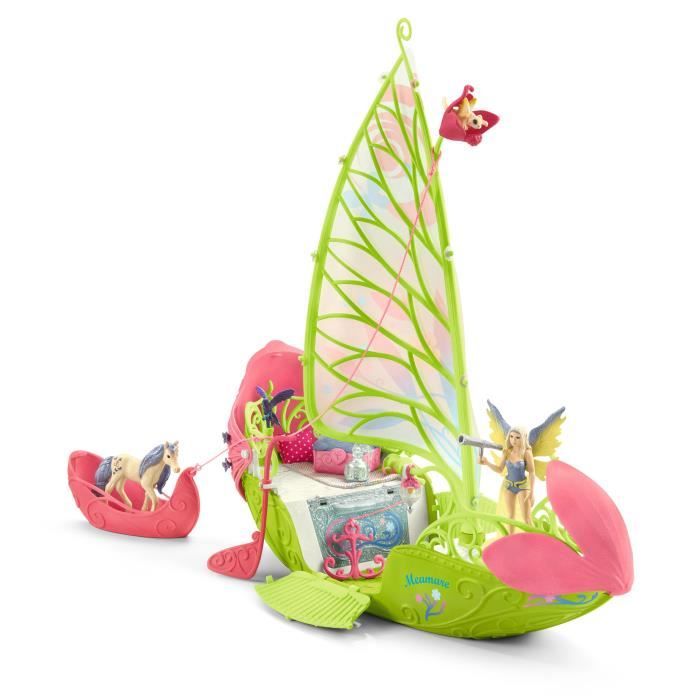 Bateau fleuri magique de Sera coffret de jeu de 40 pieces avec figurine de licorne elfe et coffre au trésor jouet