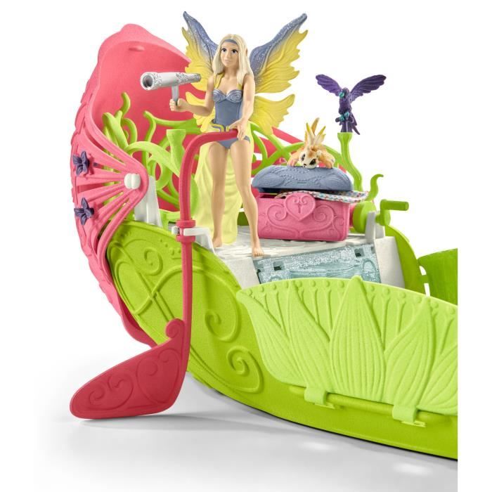 Bateau fleuri magique de Sera coffret de jeu de 40 pieces avec figurine de licorne elfe et coffre au trésor jouet