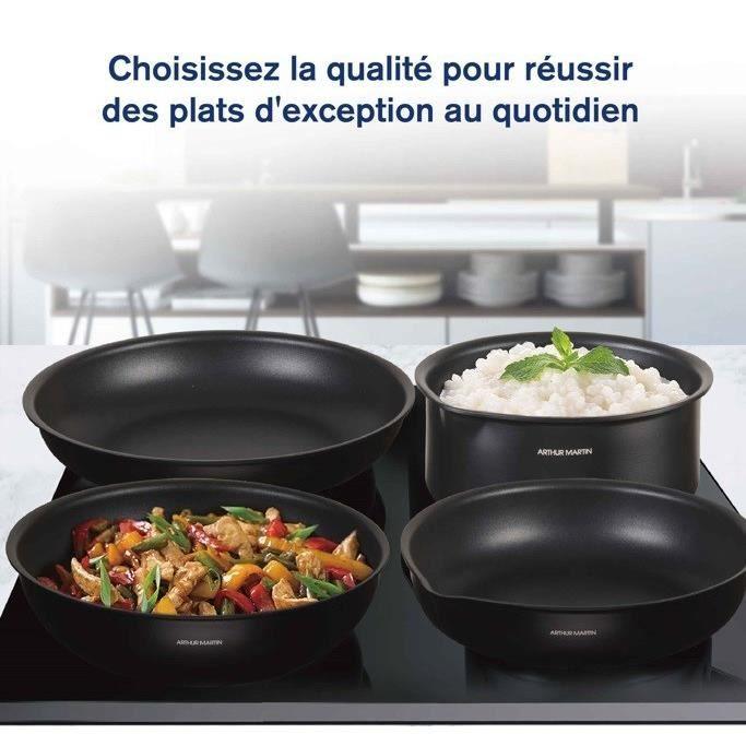 Batterie de cuisine - Tous feux dont induction - Arthur Martin - AM0530 - Aluminium - Anti-adhésif - 20 pieces - Poignée amovible - Paloma Tech