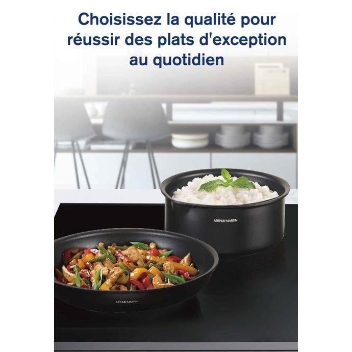 Batterie de cuisine - Tous feux dont induction - Arthur Martin - AM9582 - Aluminium - Anti-adhésif - 6 pieces - Poignée amovible - Paloma Tech