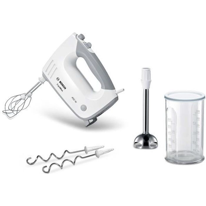 Batteur a main BOSCH MFQ36470 ERGOMIXX - 450W 5 vitesses + pulse accessoire pied mixeur inox