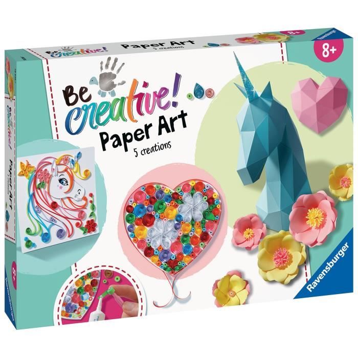 Be Creative Paper Art Maxi Origami Pliage 3D Quilling 9 réalisations Création objets Loisir créatif Des 8 ans 18236