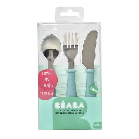 BEABA Set de 3 couverts inox airy green