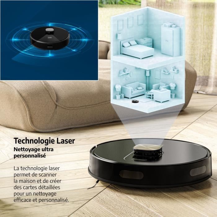 Aspirateur robot BEKO VRR94314VB avec technologie de navigation laser en noir