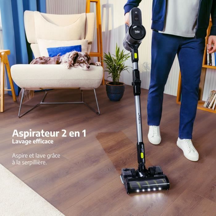 BEKO VRT84225VI - Aspirateur Balai sans fil - Puissance d’aspiration 100 Air Watts - Brosse éclairée - Autonomie